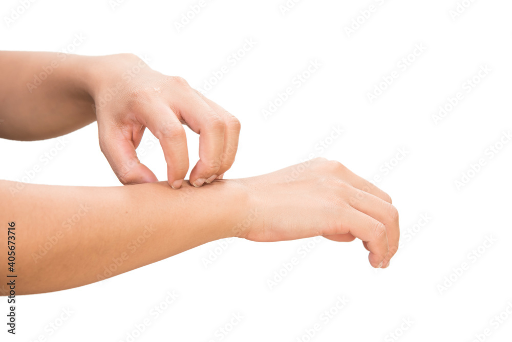 Itching of skin diseases from allergy, and rash, Concept with healthcare and medicine