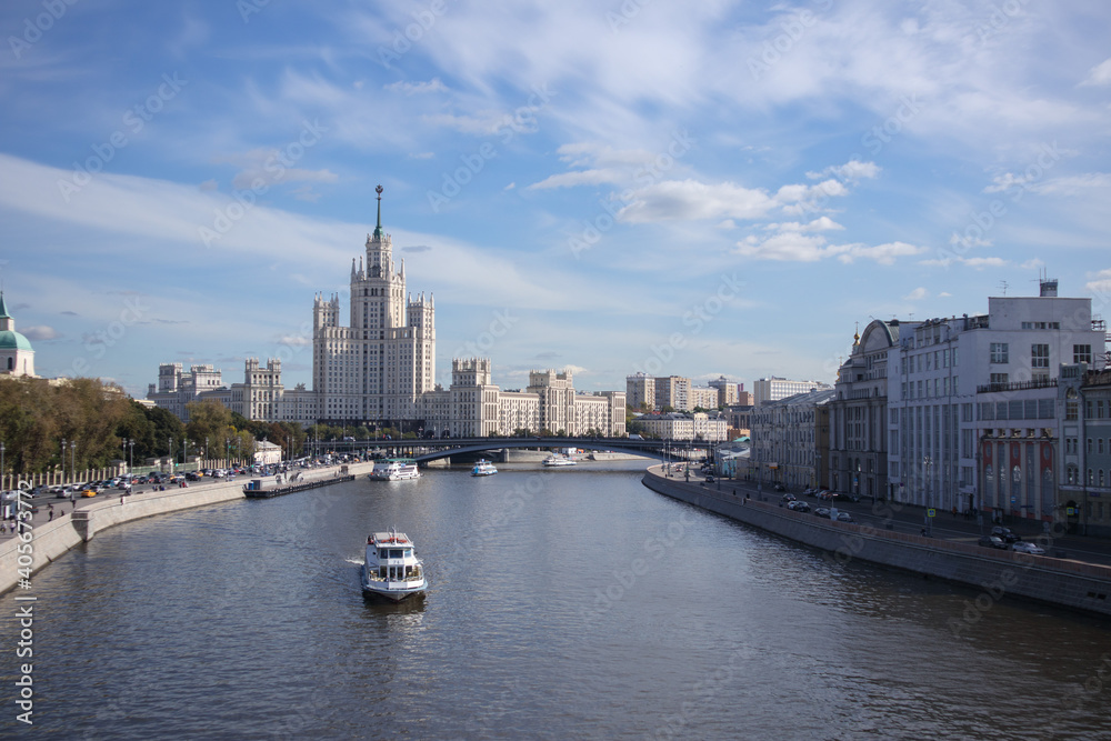 Stalinist high-rise near the river. Moscow Stalinist high-rise near the river. Moscow