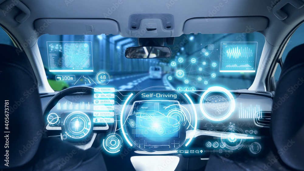 Fototapeta premium 自動運転イメージ 無人の運転席