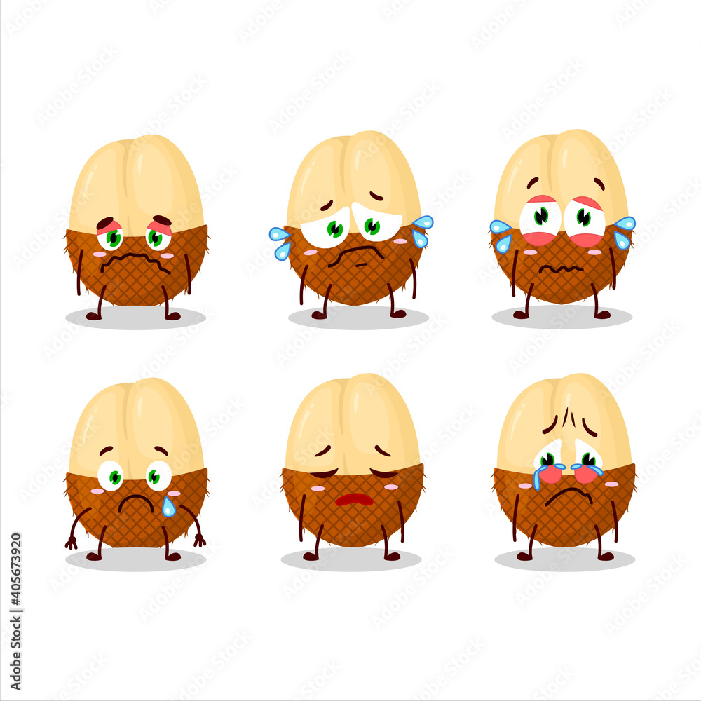 Slice of salak cartoon character with sad expression