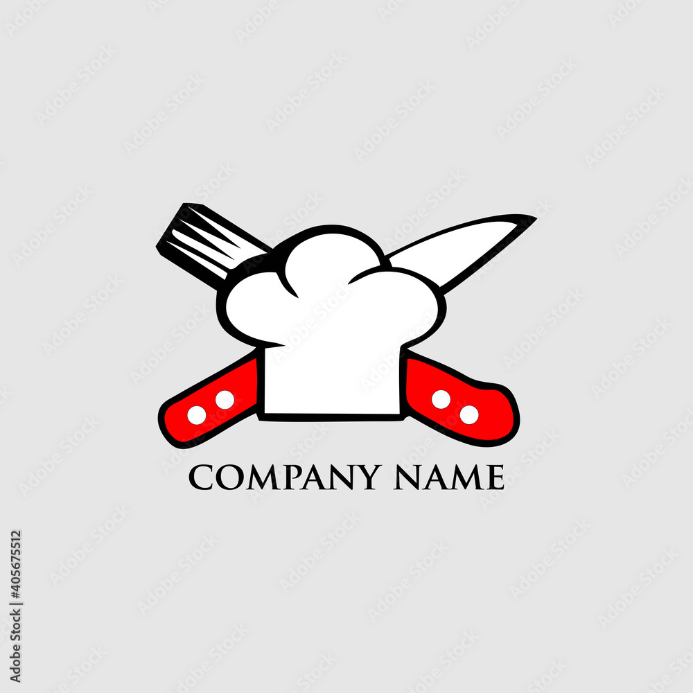 Simple design chef logo with a combination of knife and fork is suitable for your business Simple design chef logo with a combination of knife and fork is suitable for your business