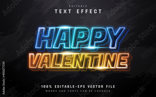 Happy valentine neon text effect