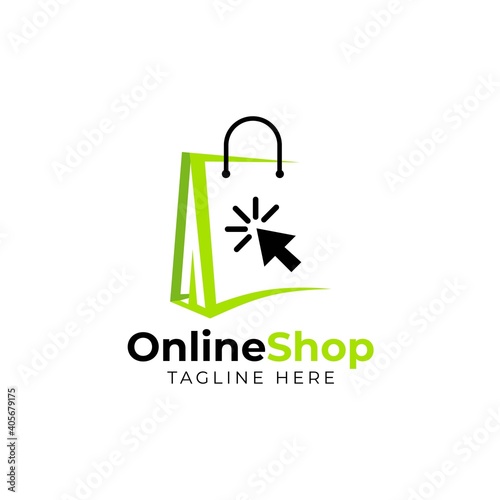 Online shop logo design template. shopping logo