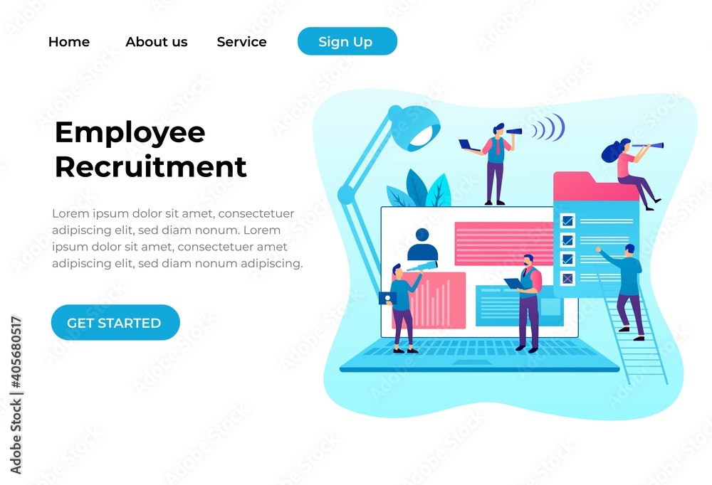 Unique Modern flat design concept of Employee Recruitment for website and mobile website. Landing page template. Easy to edit and customize. Vector illustration