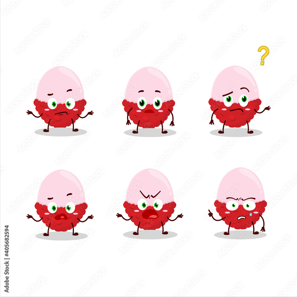 Cartoon character of slice of lychee with what expression Cartoon character of slice of lychee with what expression