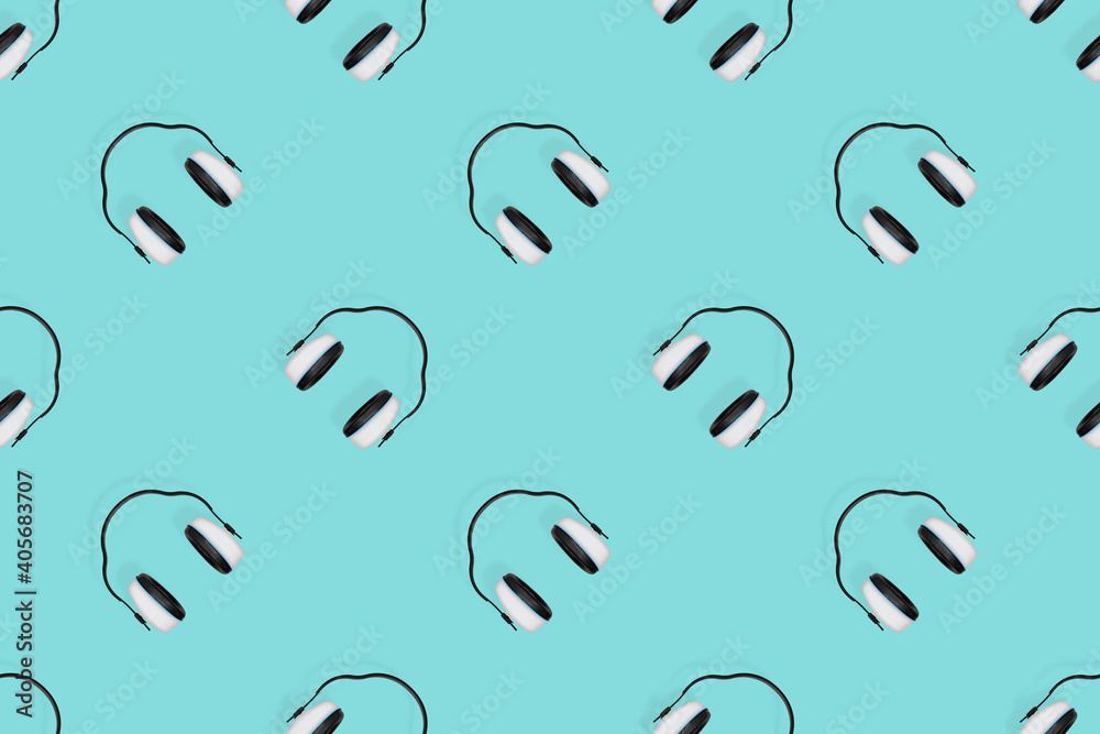 Headphones seamless pattern. Seamless pattern on the theme of headphones, music. Headphones seamless pattern. Seamless pattern on the theme of headphones, music.