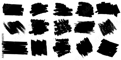 Watercolor set with black grunge on white background. Ink brush stroke. Watercolor set. Dirty design. Stock image. EPS 10.