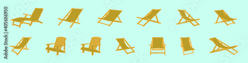 set of deck chair cartoon icon design template with various models. vector illustration isolated on blue background
