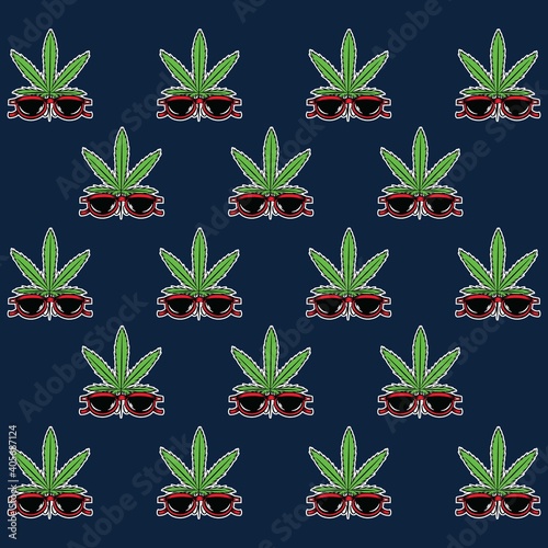 Illustration pattern sunglasses and cannabis with background for fashion design and other products © delacroix7