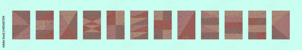 set of wooden laminate cartoon icon design template with various models. vector illustration isolated on blue background set of wooden laminate cartoon icon design template with various models. vector illustration isolated on blue background
