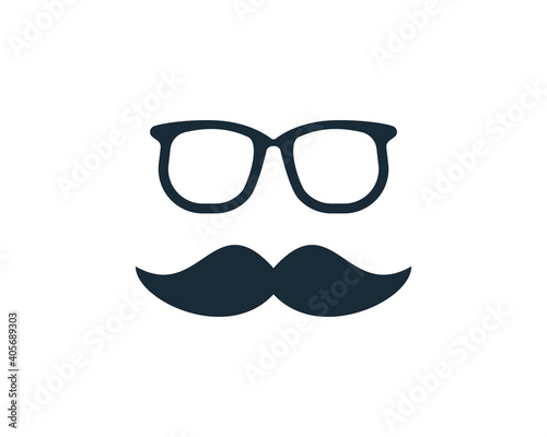 Vintage Face with Eyeglasses and Mustache Icon Vector Logo Template Illustration Design