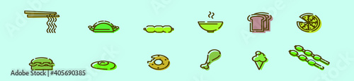 set of food and appetizers cartoon icon design template with various models. vector illustration isolated on blue background