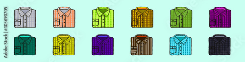set of folded shirt cartoon icon design template with various models. vector illustration isolated on blue background