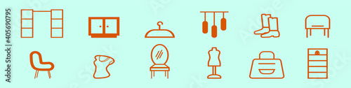 set of dressing room ornaments cartoon icon design template with various models. vector illustration isolated on blue background