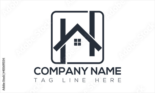 Initial H letter real estate logo design