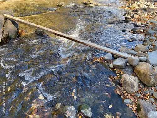 The Tsuki River flows through the Ranzan Valley in Ranzan-Town, Hiki-District, Saitama Prefecture, Japan.