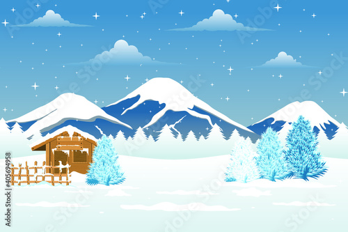 Merry Christmas in winter background illustration