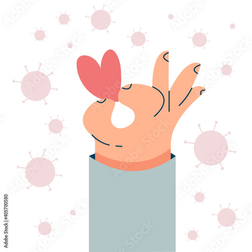 Heart that is in the hand of a person. Concept of congratulations for Valentine's Day. Unrequited love. Feelings for the opposite sex. Love during caronavirus.