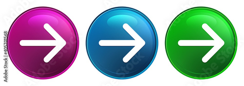 Next arrow icon magic glass design round button set illustration