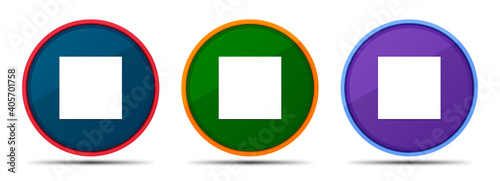 Stop play icon silky smart flat round buton set illustration