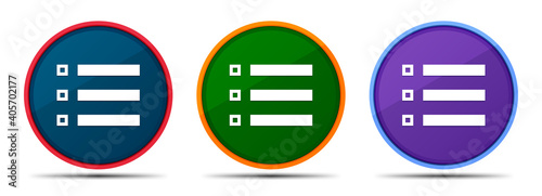 Hamburger menu bar icon silky smart flat round buton set illustration