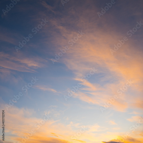 Sunset sky with colorful clouds, wallpaper, background, texture © MIKHAIL
