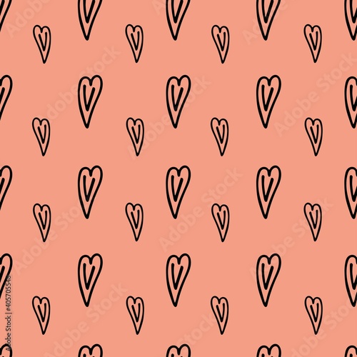 Large and small hearts on an orange background.