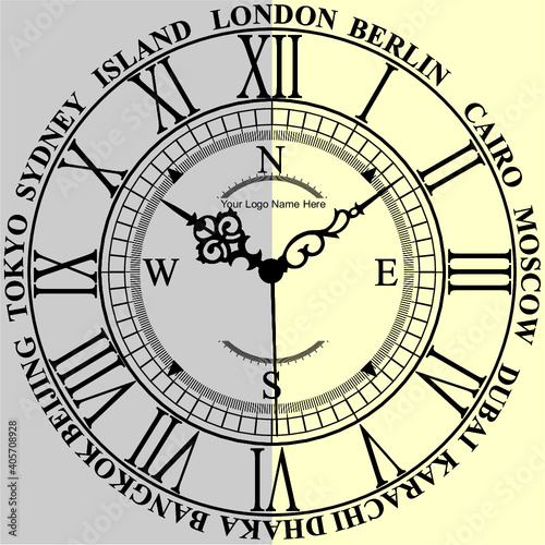 Roman World Cities Clock Design EPS