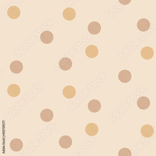 斜線の水玉シームレスパターン　背景素材　茶系