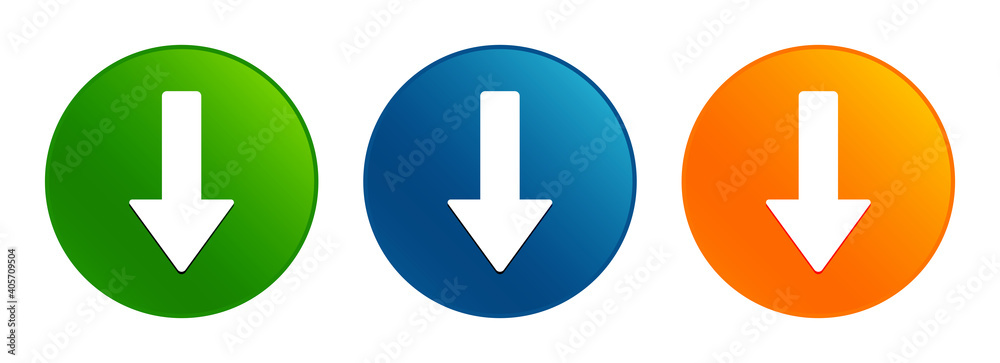 Down arrow icon liquid design round button set illustration Down arrow icon liquid design round button set illustration