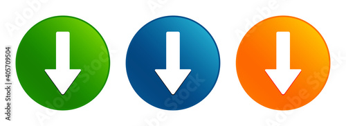Down arrow icon liquid design round button set illustration
