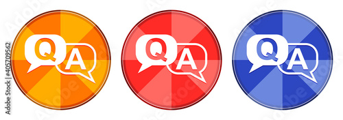 Faq icon burst light round button set illustration