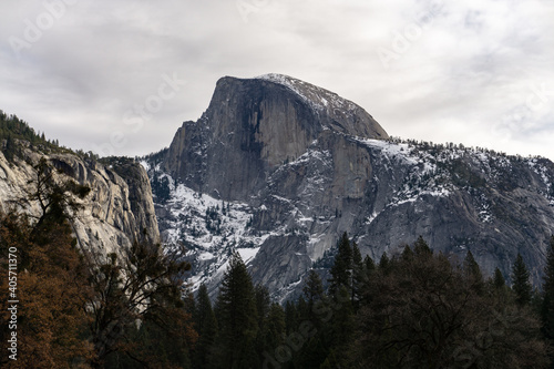 Half Dome in a light snow dusting, Yosemite National Park, California