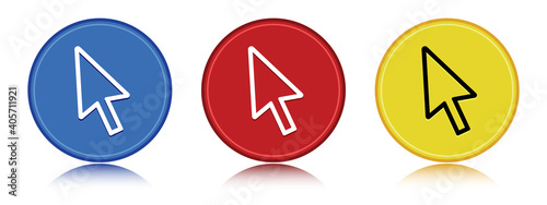 Cursor icon flat round button set illustration