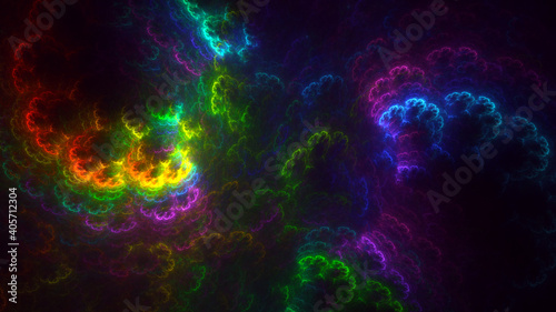 3D rendering abstract colorful fractal light background