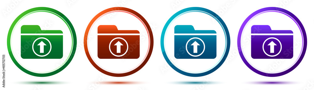 Upload files icon artistic frame round button set illustration Upload files icon artistic frame round button set illustration