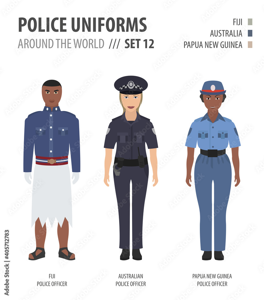 Police uniforms around the world. Suit, clothing of australian and oceanian police officers