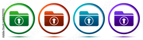 Upload files icon artistic frame round button set illustration