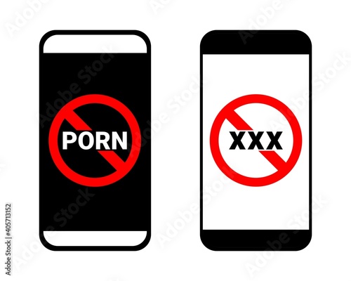 No porn sign. Smartphone block porn. Illustration vector