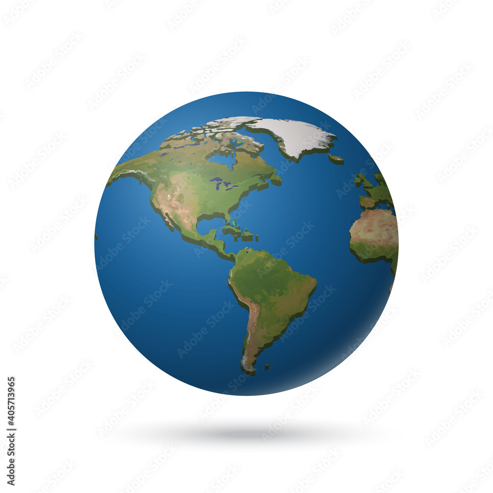 earth planet relief globe isolated in white