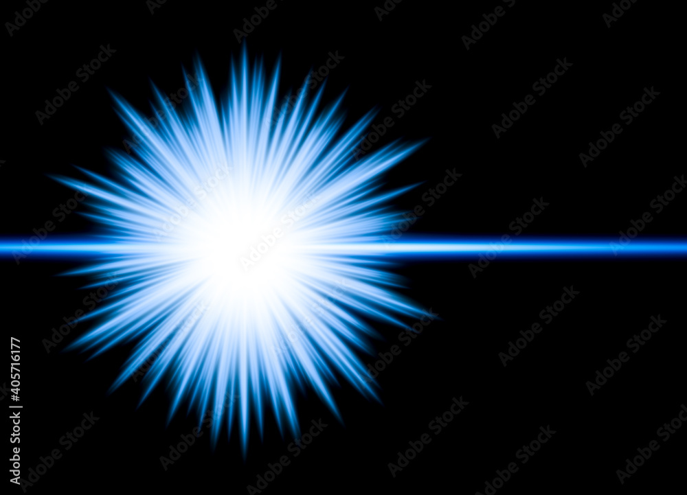 Fototapeta premium blue Flash light on dark background