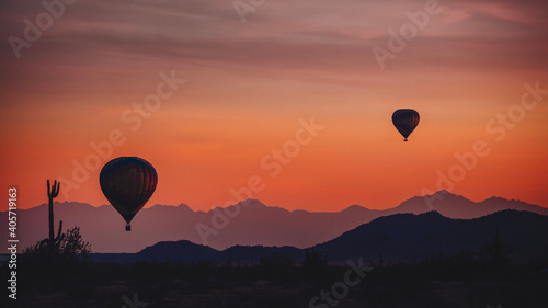 hot air balloon in the sunset