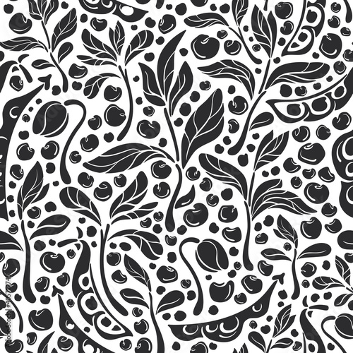 Seamless pattern. Vector pod, bean, soy, lentils