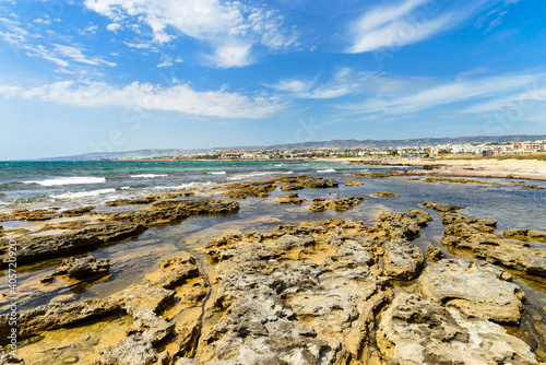 Cyprus beautiful coastline, Mediterranean sea of turquoise color, seascape cyprus, travel concept