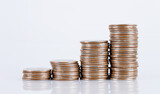 A row of increasing dollar coins