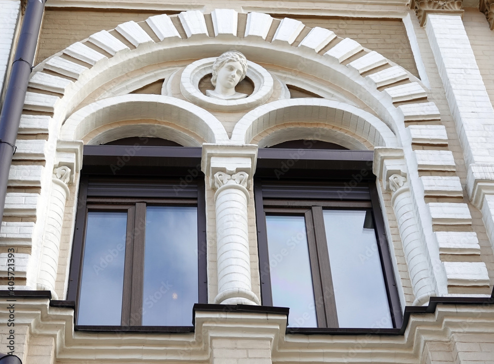 Building facade decor with human face Building facade decor with human face