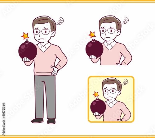 Elderly man in red sweater_A
