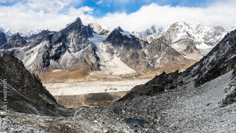 Lobuche from the top of Kongma La pass, Everest 3 high passes trek, Nepal