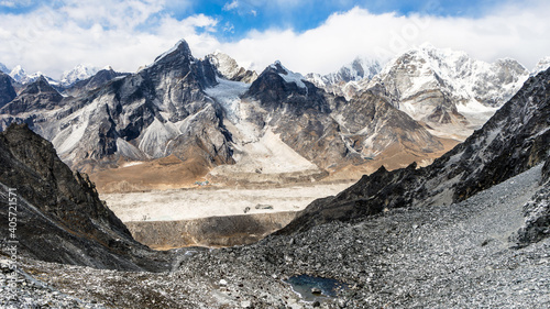 Lobuche from the top of Kongma La pass, Everest 3 high passes trek, Nepal © JossK