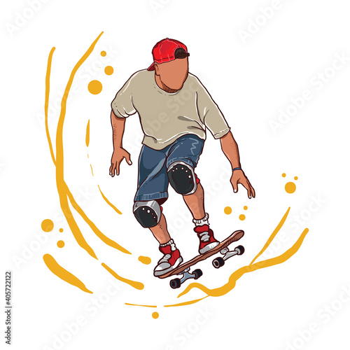 skateboarder hand drawing in action